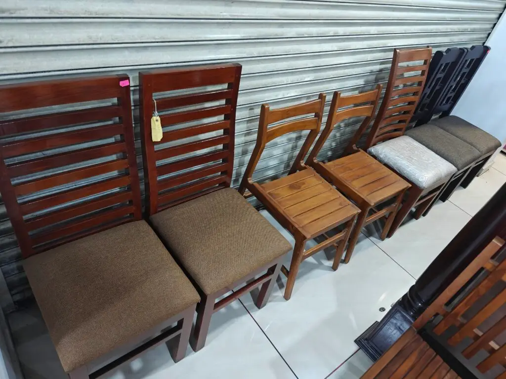 Classic wooden dining chairs with comfortable seating